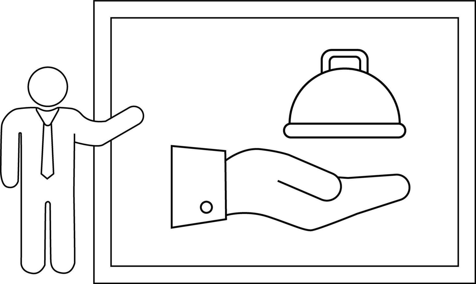 A presenter is showing a platter on a hand in a presentation vector