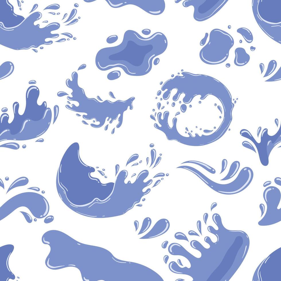 Seamless Pattern Featuring Water Splashes, Blobs, Splatters And Drops In A Dynamic And Refreshing Design vector
