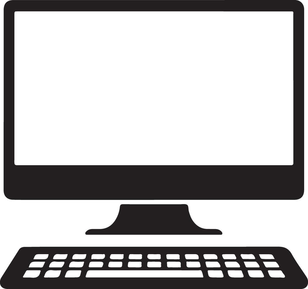 Computer monitor and keyboard icon illustration vector