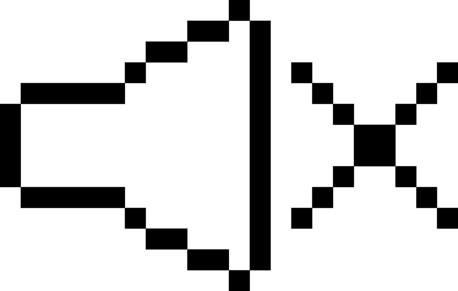 A pixelated representation of a speaker icon with a diagonal line through it, symbolizing muting or silence vector