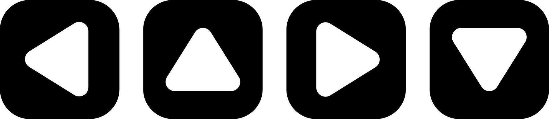 Set of Black Navigation Buttons Play, Pause, Forward, and Rewind Icons. Minimalist Interface vector