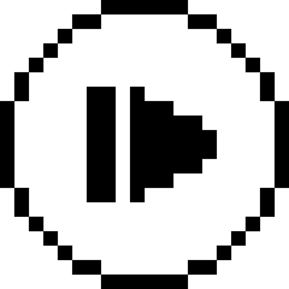 Pixelated Play Button Icon A Simple Black and White Design for Digital Interfaces and Media Playback vector