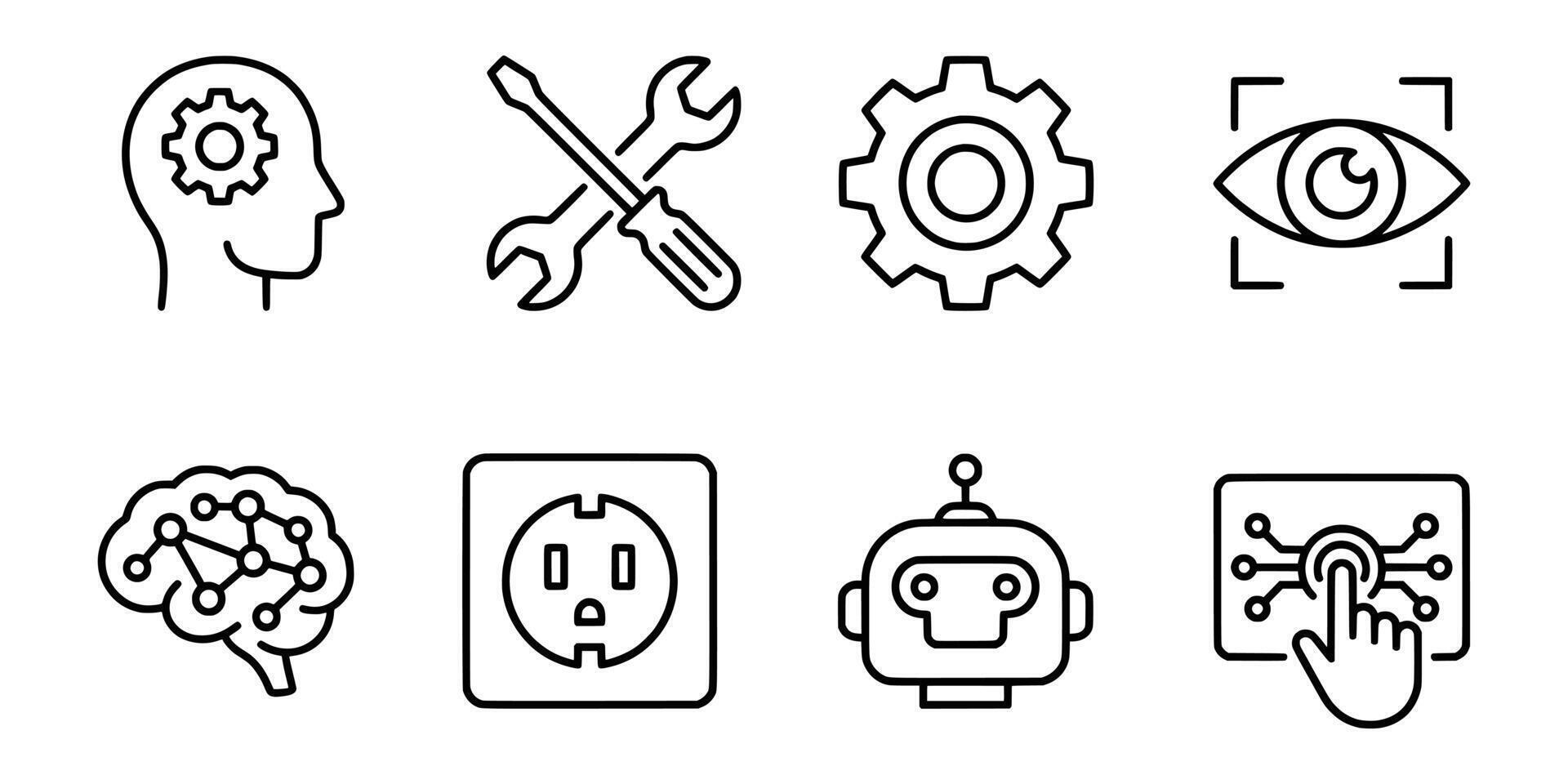 AI and Machine Learning Icon Set vector