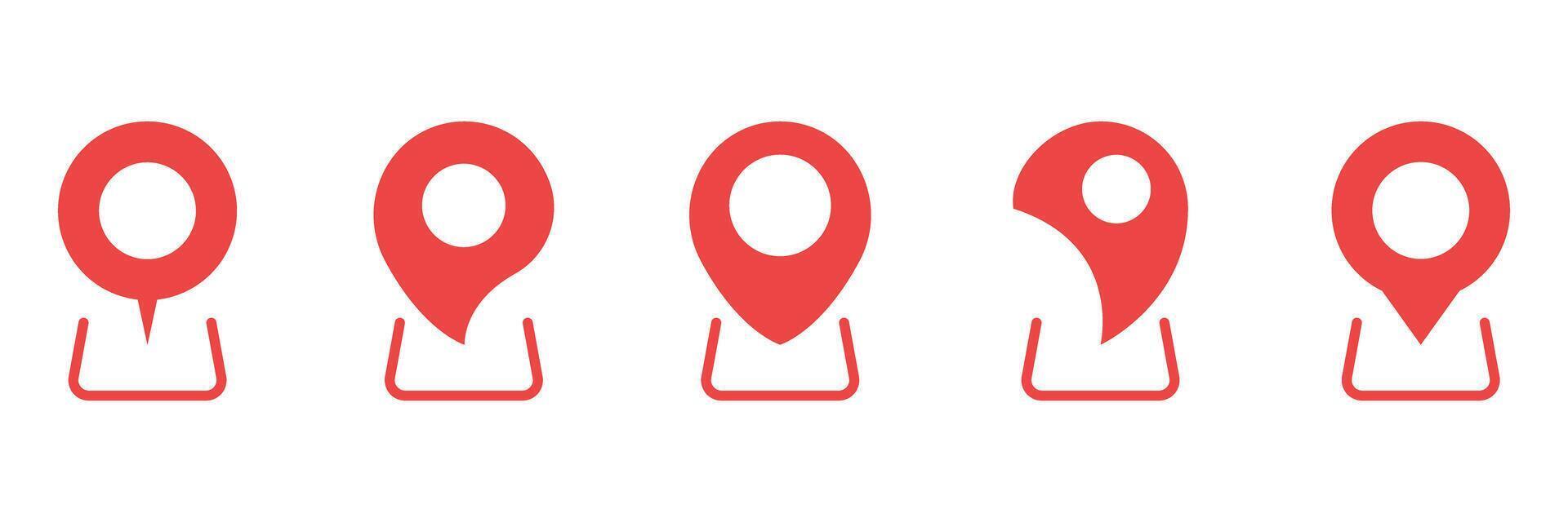 Location Pin Solid Icon Set. Navigation, Gps, And Map Marker Silhouette Symbol Collection. Geolocation And Positioning Tools. Illustration vector