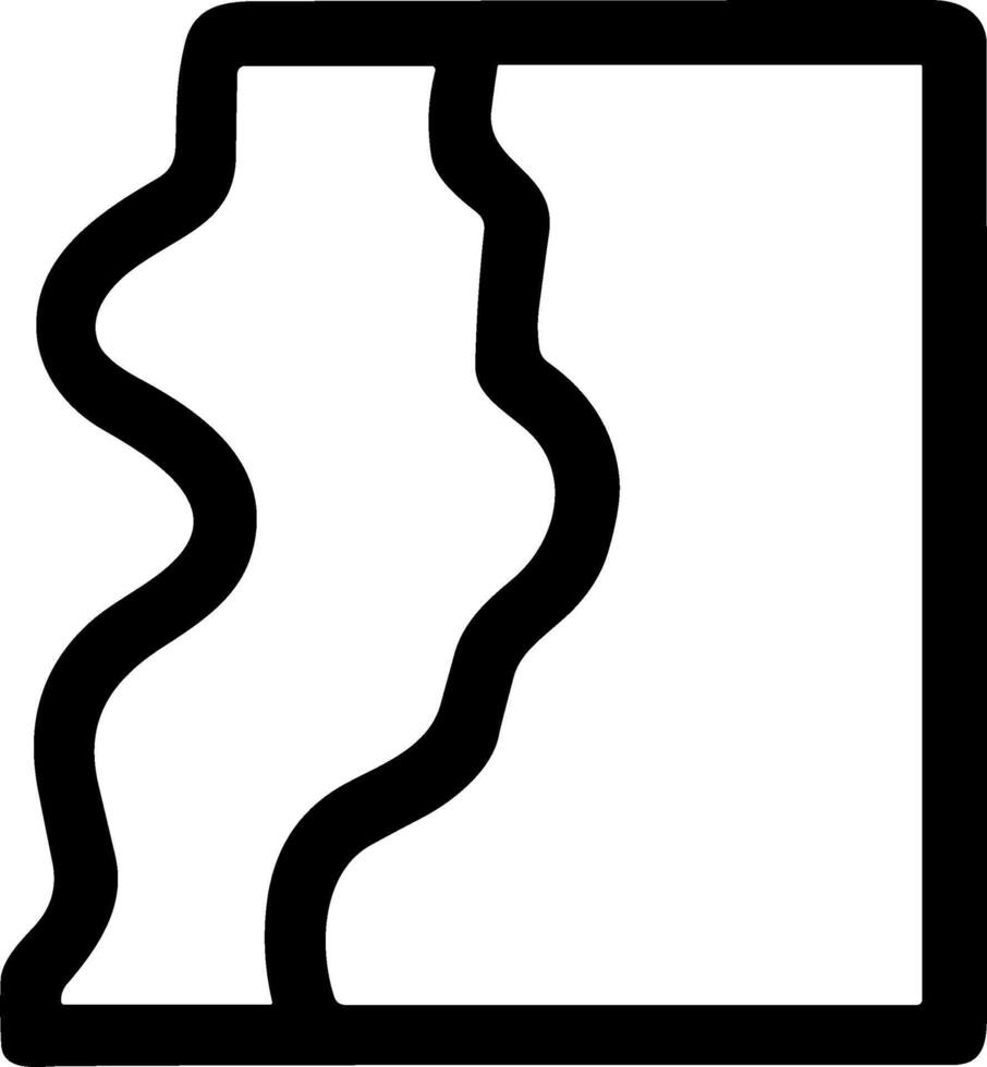 Minimalist black line icon of a square with a wavy torn edge. vector