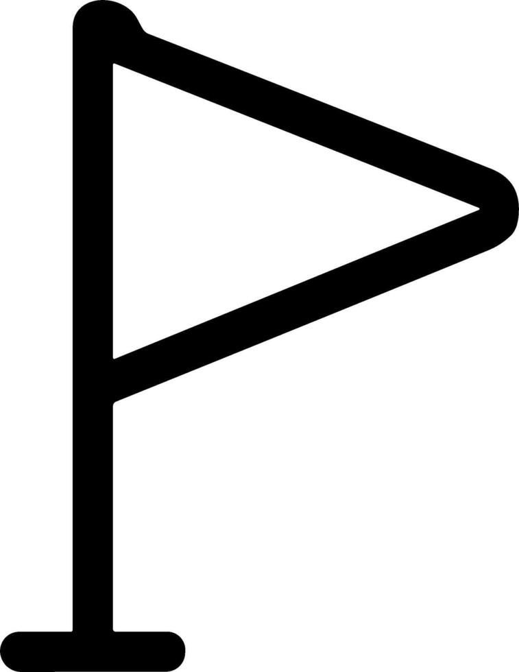 Simple black outline of a triangular flag icon on a pole. vector