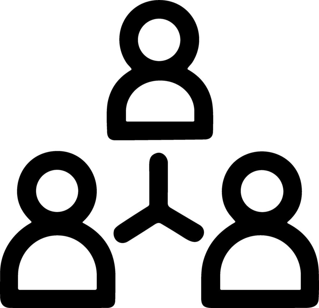 Simple black line icon representing teamwork and social connection. vector