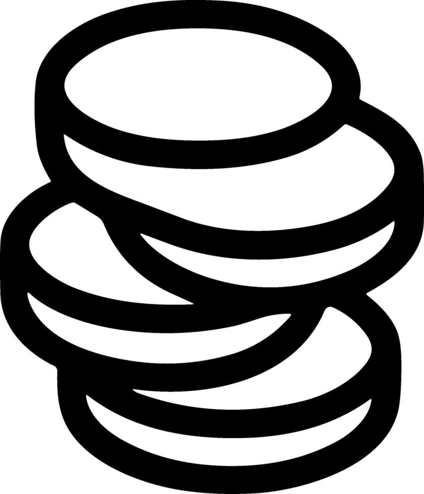 Simple black line icon of a stack of coins on a white background. vector