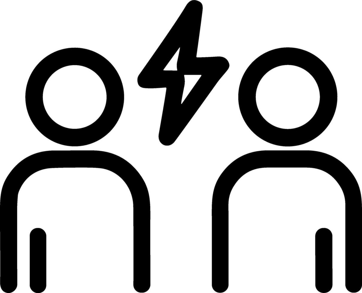 Simple black line icon representing a dispute or argument. vector