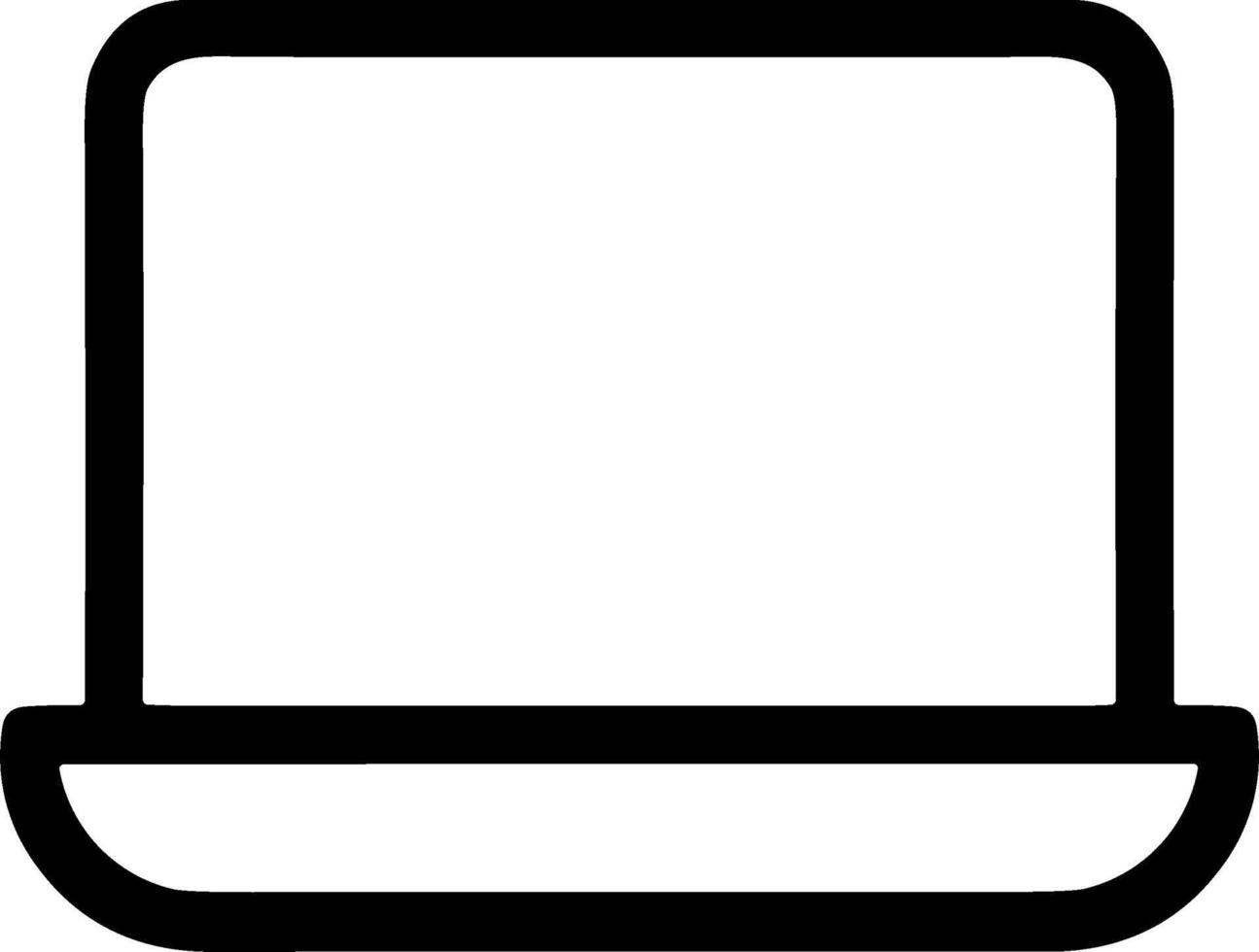 Simple black line icon of a laptop computer isolated on a white background. vector