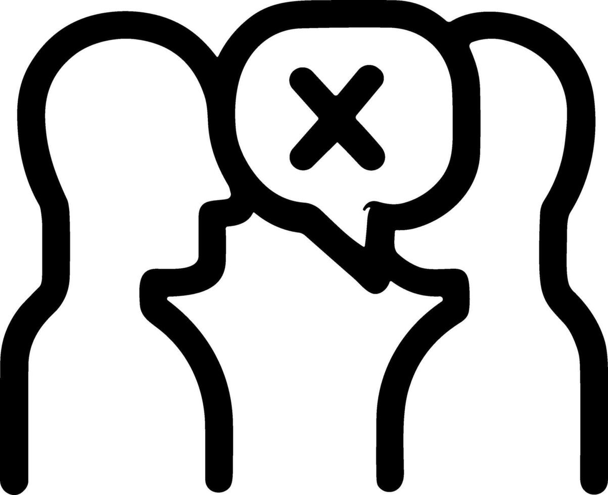Simple line icon representing failed communication between two people. vector