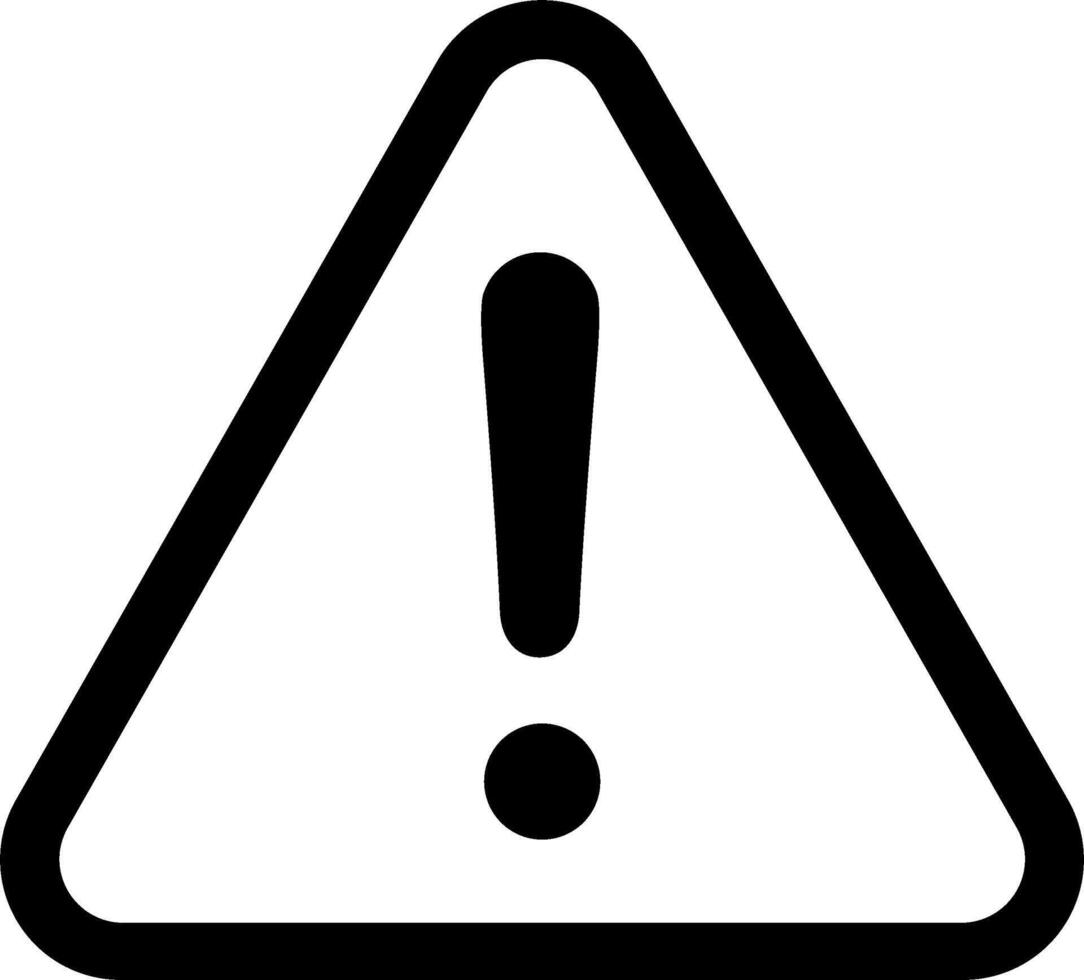 Monochrome warning triangle icon with an exclamation mark. vector