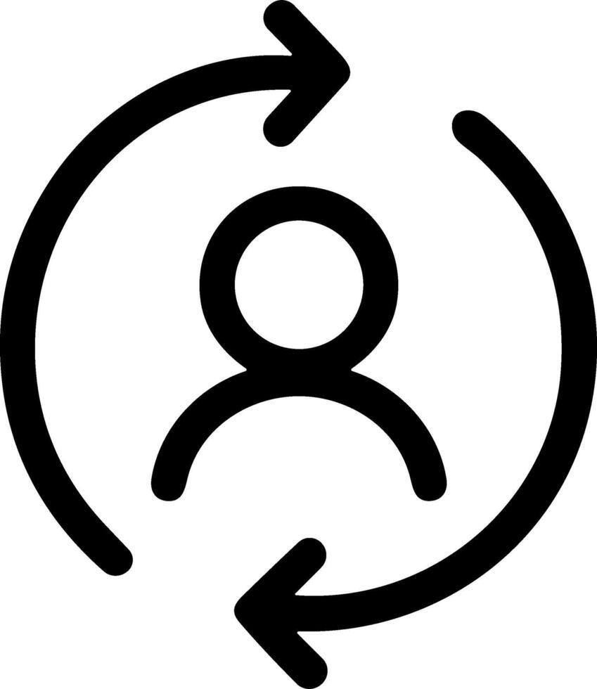 User profile refresh cycle line icon for account synchronization. vector