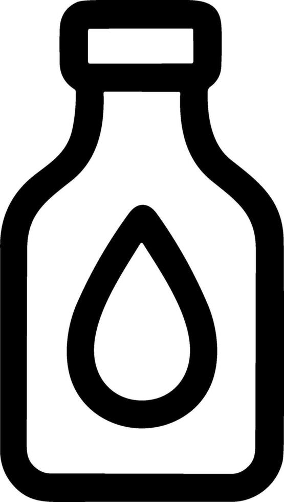 Minimalist line art icon of a bottle with a drop inside. vector