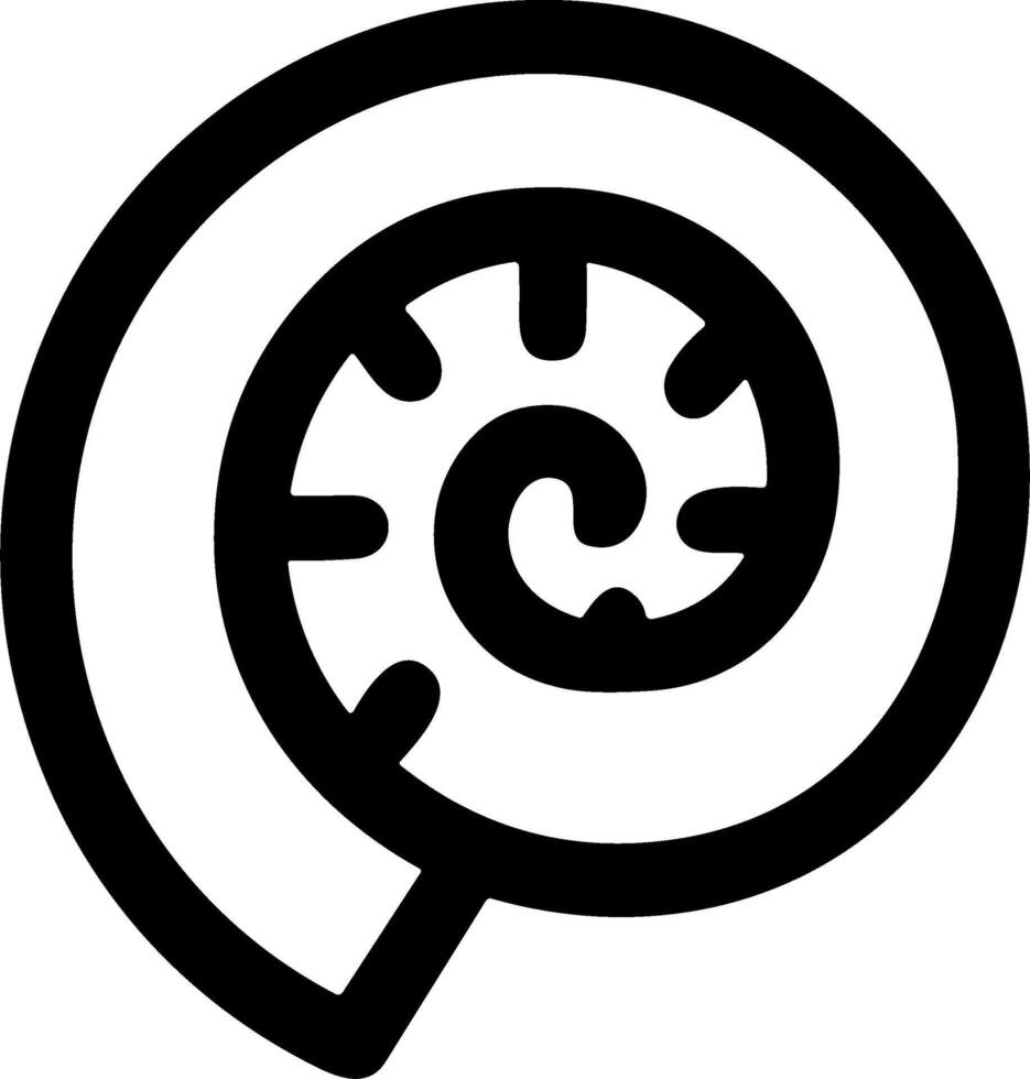 Ancient ammonite fossil shell spiral line art icon. vector
