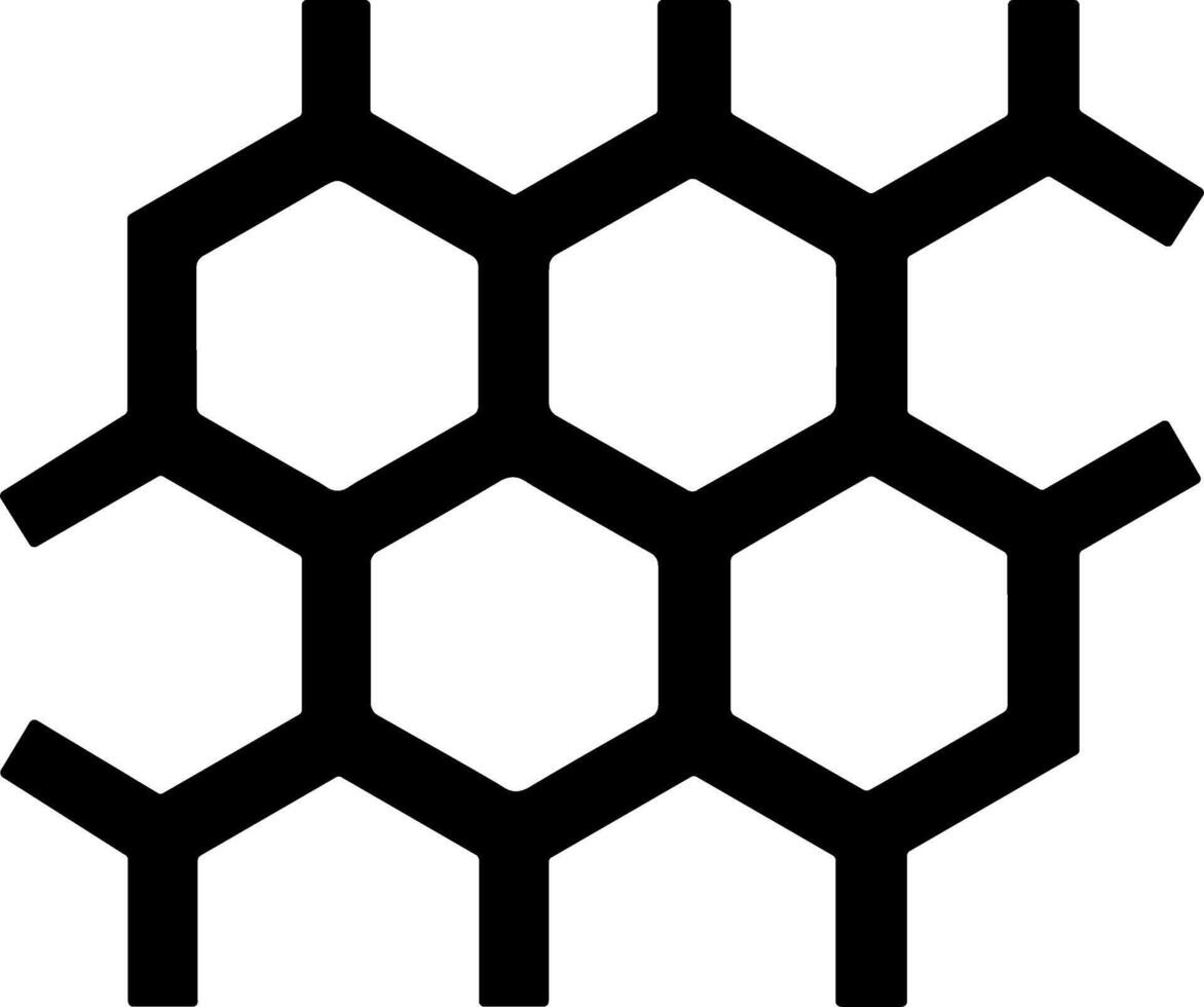 Black hexagonal honeycomb lattice structure icon. vector