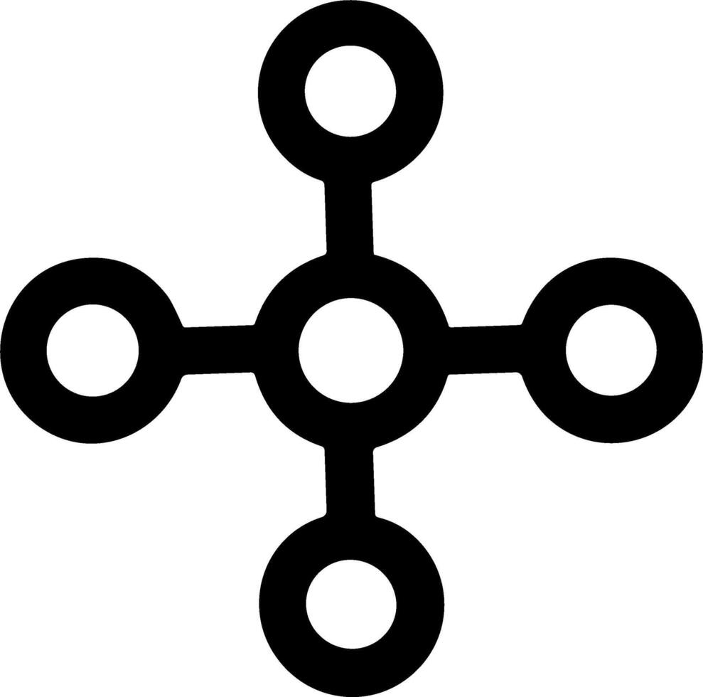 Simple black network hub icon with connected nodes on a white background. vector