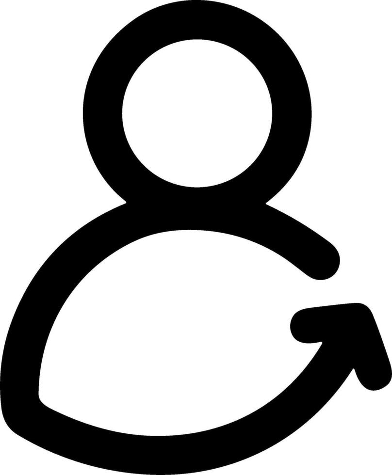 Simple hand drawn user icon with a circular refresh arrow symbol. vector