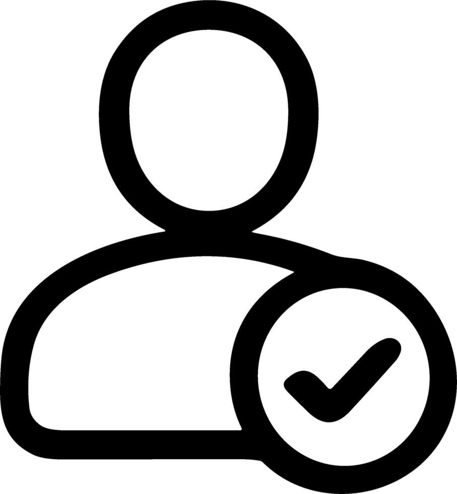 Verified user profile icon with a confirmation checkmark symbol. vector