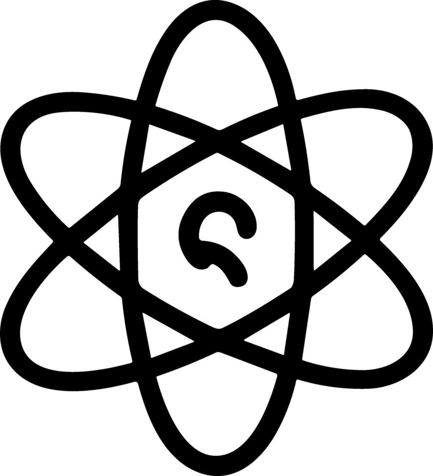 Simple hand drawn atom icon for science and technology concepts. vector