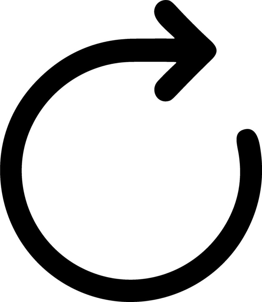 Simple black clockwise circular arrow icon for refresh. vector