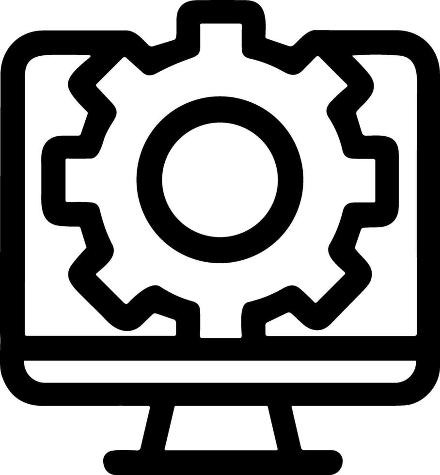 computadora monitor con un grande engranaje icono representando sistema ajustes. vector