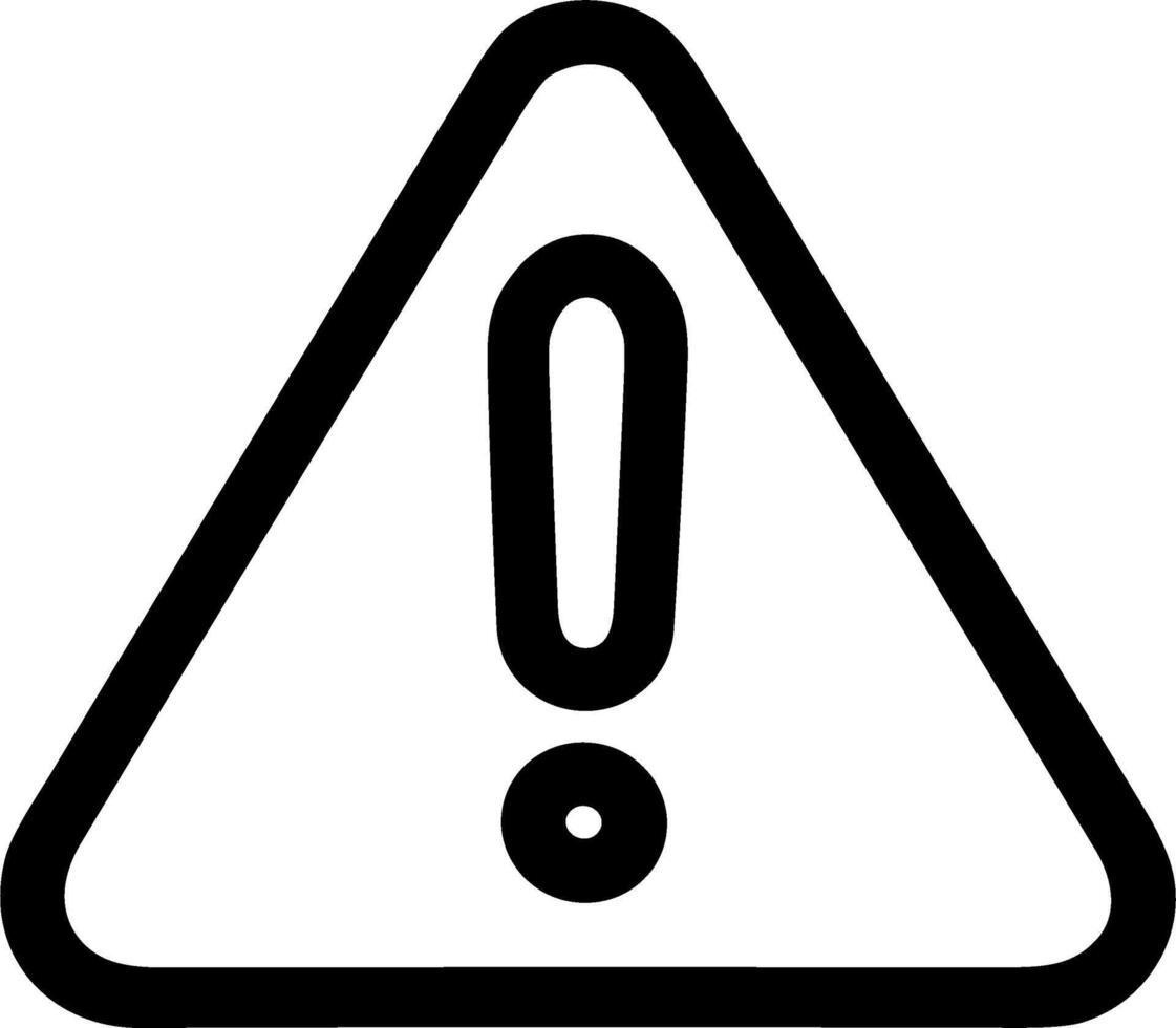 Simple black line art of a warning triangle with an exclamation mark. vector