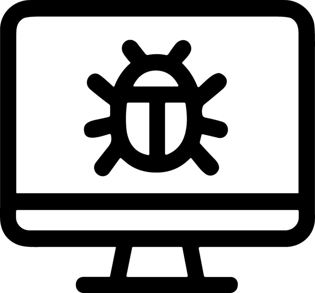 sencillo línea icono de un computadora error en un monitor pantalla. vector