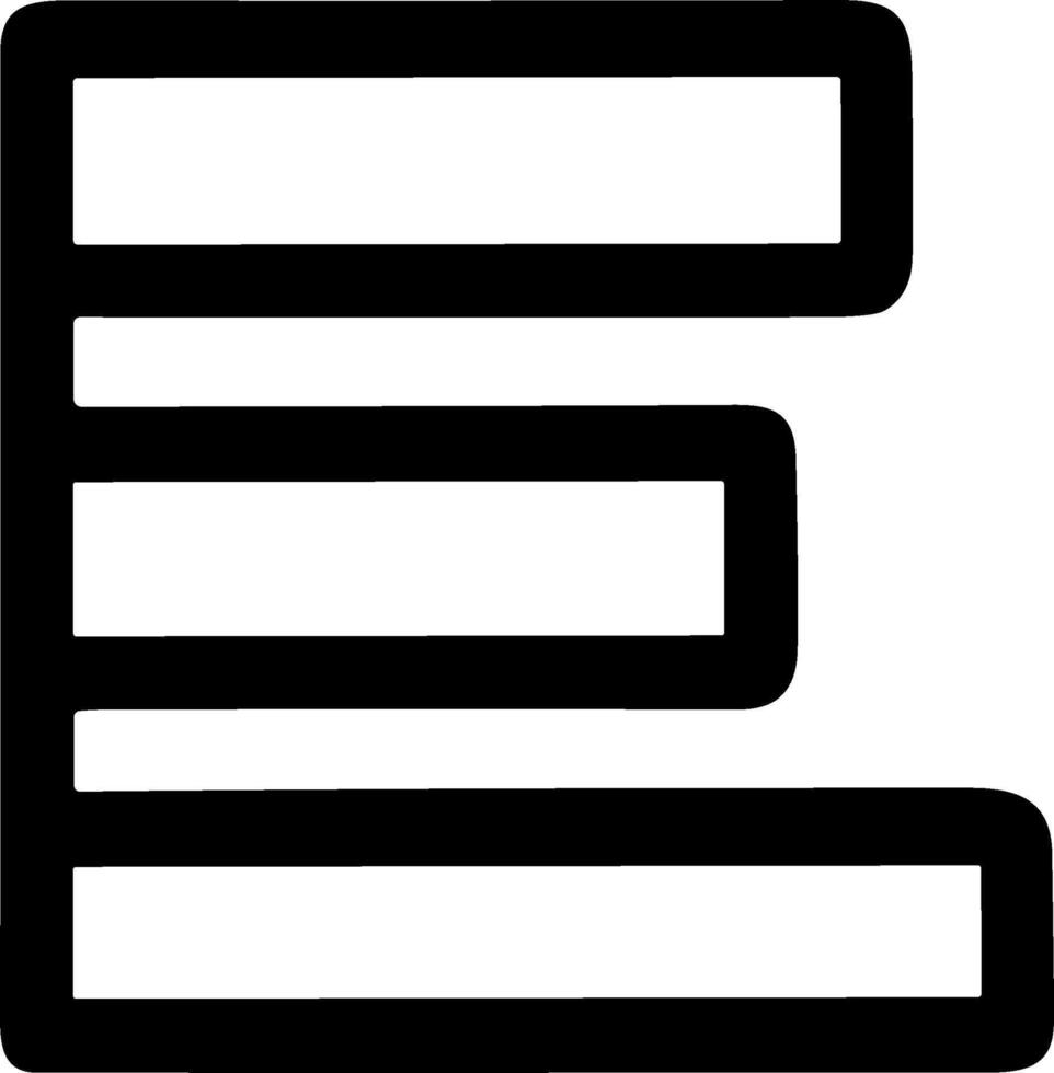 Black line art icon representing left text alignment. vector