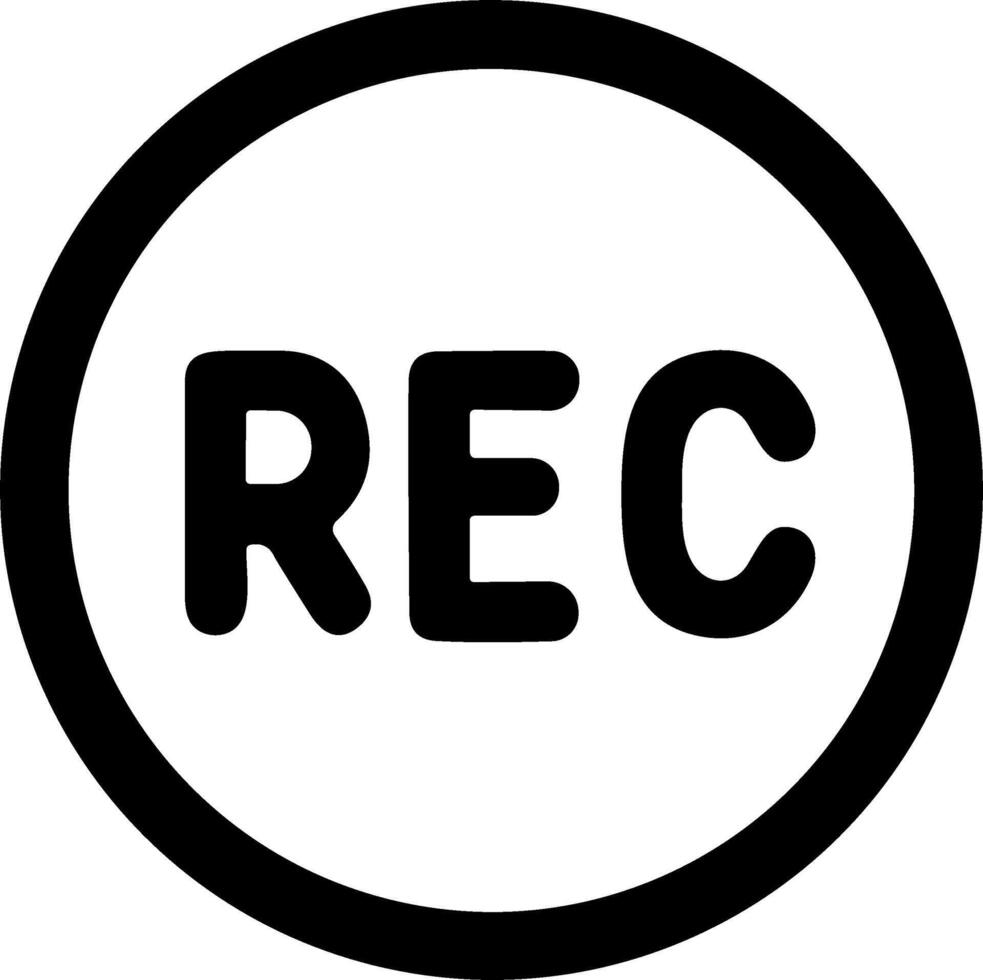 Simple black circular REC record button icon. vector