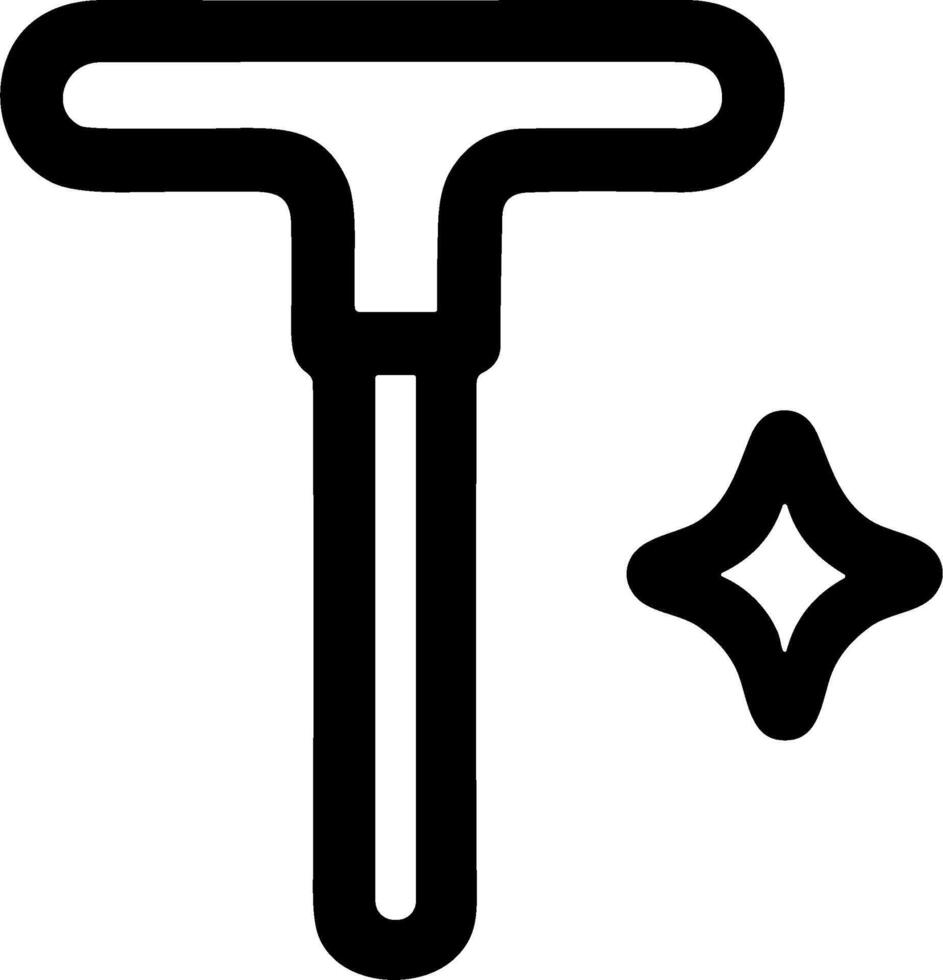 Simple line icon of a T-shaped safety razor with a sparkle. vector