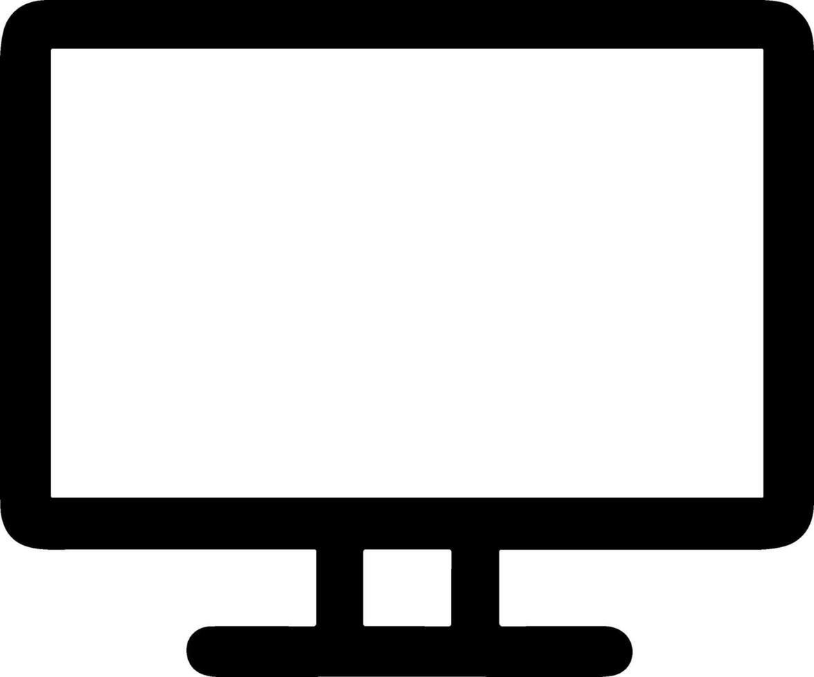 Simple black line icon of a desktop computer monitor vector