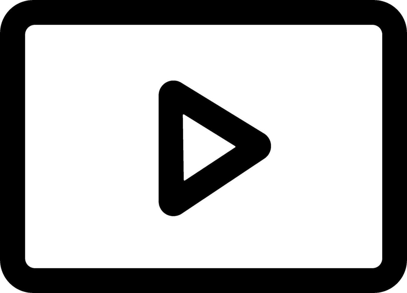 Simple black line art play button icon for media player. vector