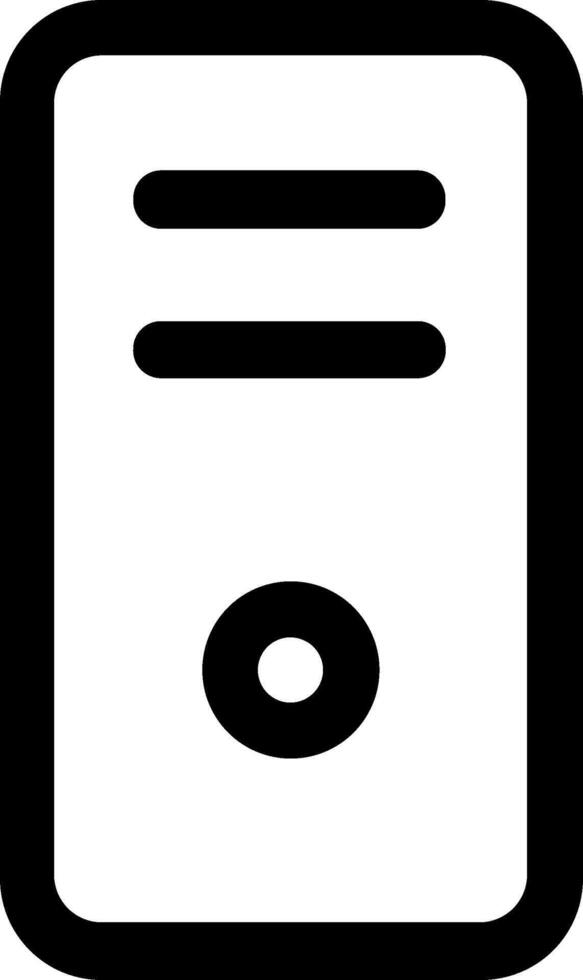 Minimalist black line icon of a computer tower system unit. vector