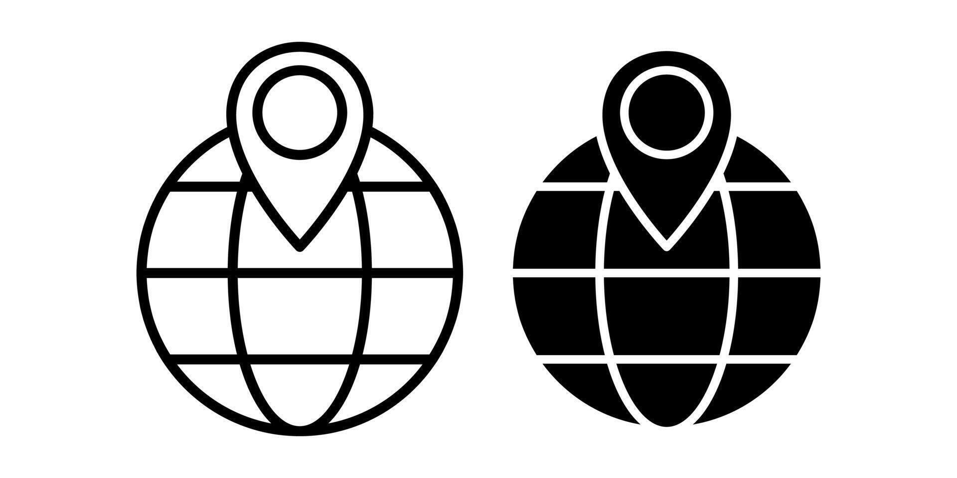 Globe Location Black Icon Bundle for Global Positioning and Worldwide Navigation Projects vector