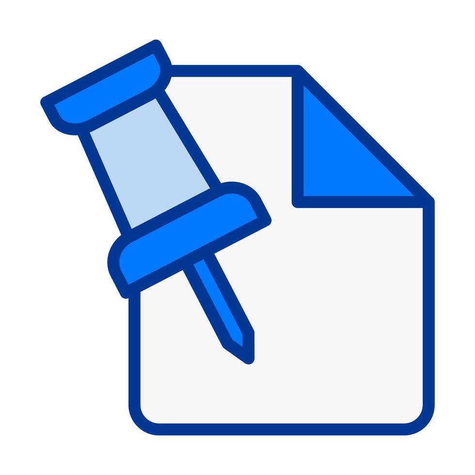 File Document with Push Pin Marker Flat Colored Icon for Notes and Attachment Tasks vector