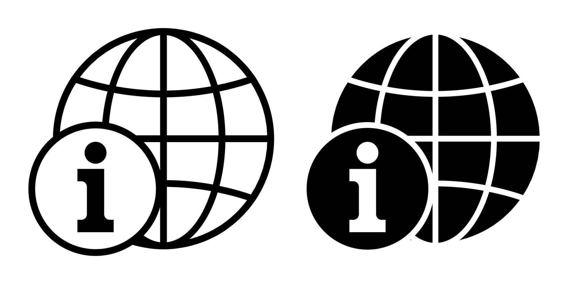 Globe Info Black Icon Bundle for Worldwide Information Access and Global Knowledge Tools vector