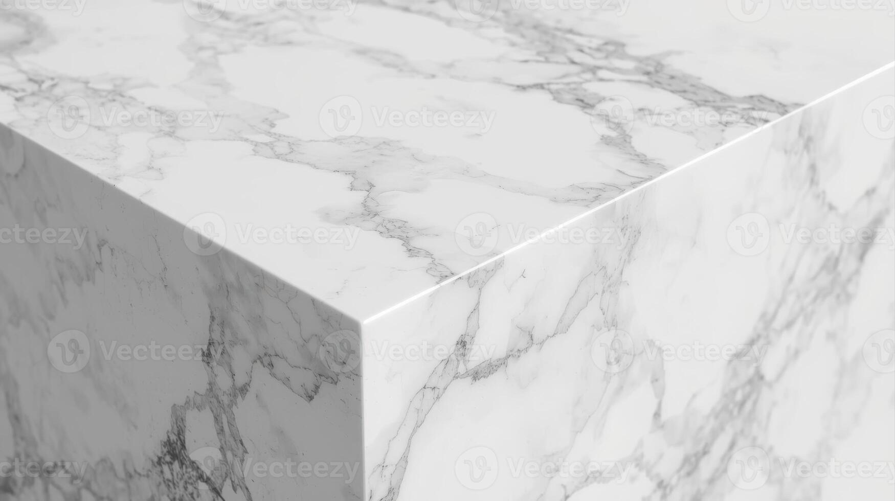 A white marble cube corner is shown with a gray veined pattern creating an abstract background for design and architectural applications. photo