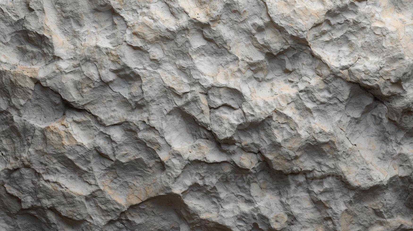 The rough gray stone surface displays textured patterns and natural erosion, ideal for backgrounds or abstract architectural designs and elements. photo