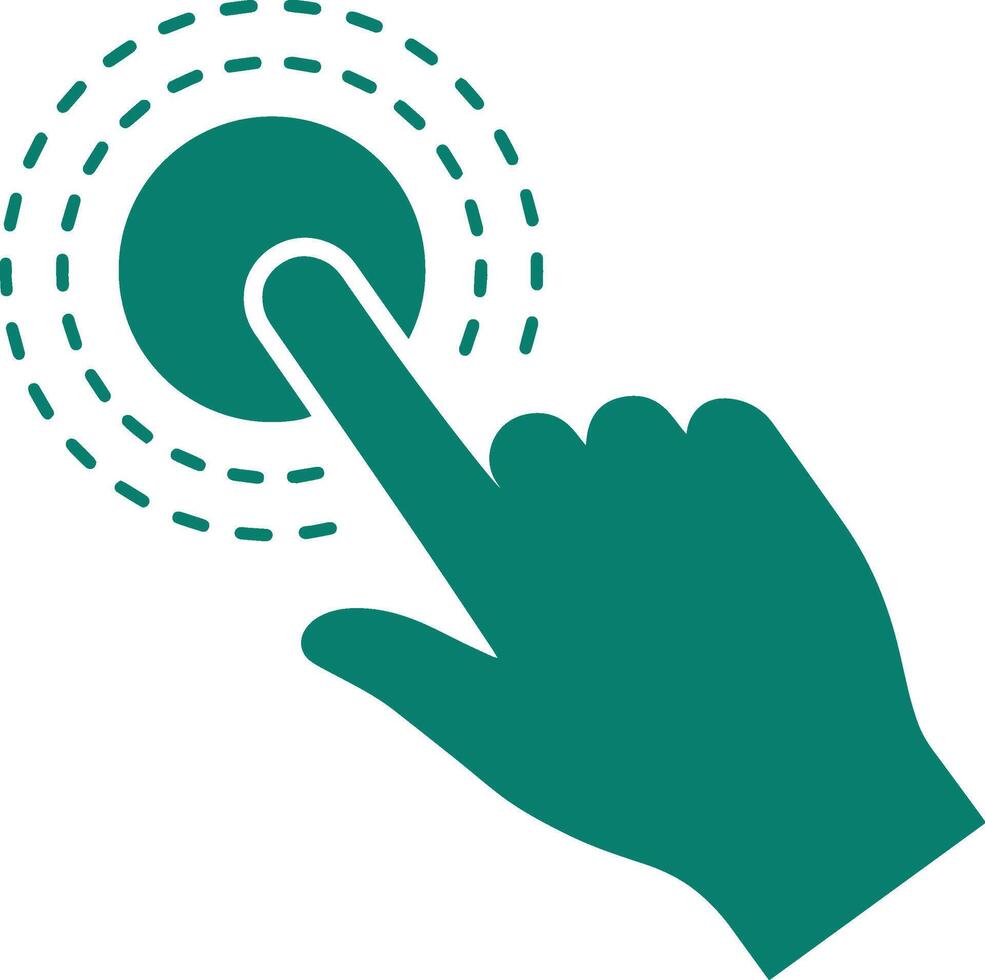 An Icon of a Hand Pressing a Generic Round Button vector