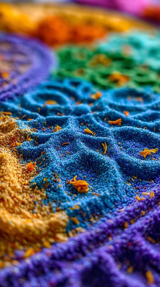 Vibrant Abstract Sand Art Creating Mesmerizing Colorful Textures and Patterns photo