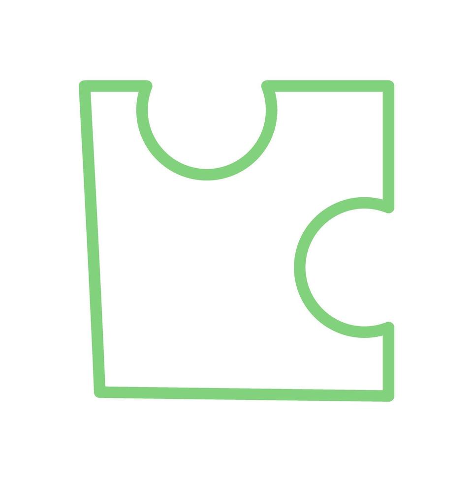 Flat silhouette of green jigsaw puzzle piece. Outline of a puzzle tile with clean edges. Conceptual boardgame element for hobby or table games, simple format, versatile for fun leisure activities. vector