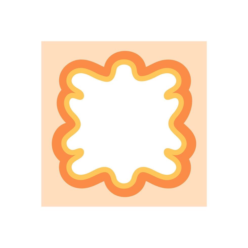 Groovy wavy rectangle with scallop border outline creates a retro funky frame. Graphic shape and y2k background suggest a modern and playful look, great as bold accent or frame element. vector