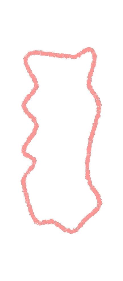 Wavy pink crayon contour rectangle frame with a fluid outline. Sketch style textbox creates a unique box for text, border and background in artistic layouts or hand drawn label template. vector