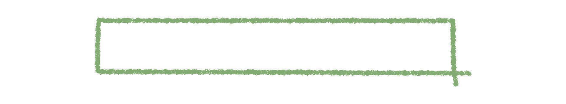 Green crayon rectangle frame with blank box and bold border outline. Rectangular text template in green as graphic background, ideal for modern card, label or message design. vector