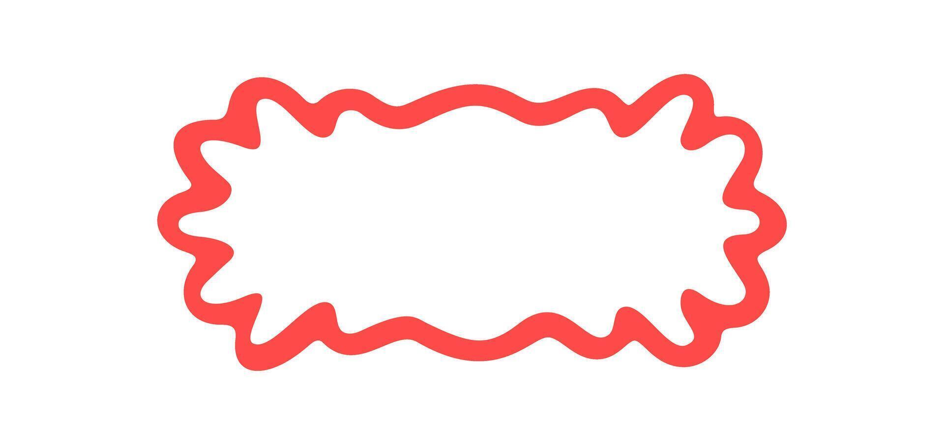 Groovy retro wavy rectangle frame forms a playful border with cartoon outline. Squiggle shape adds y2k and graphic style. Bright background and fun design accent for modern projects trendy art. vector