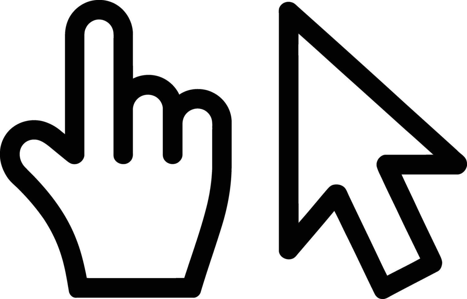 computadora ratón cursor íconos demostración mano puntero y flecha vector