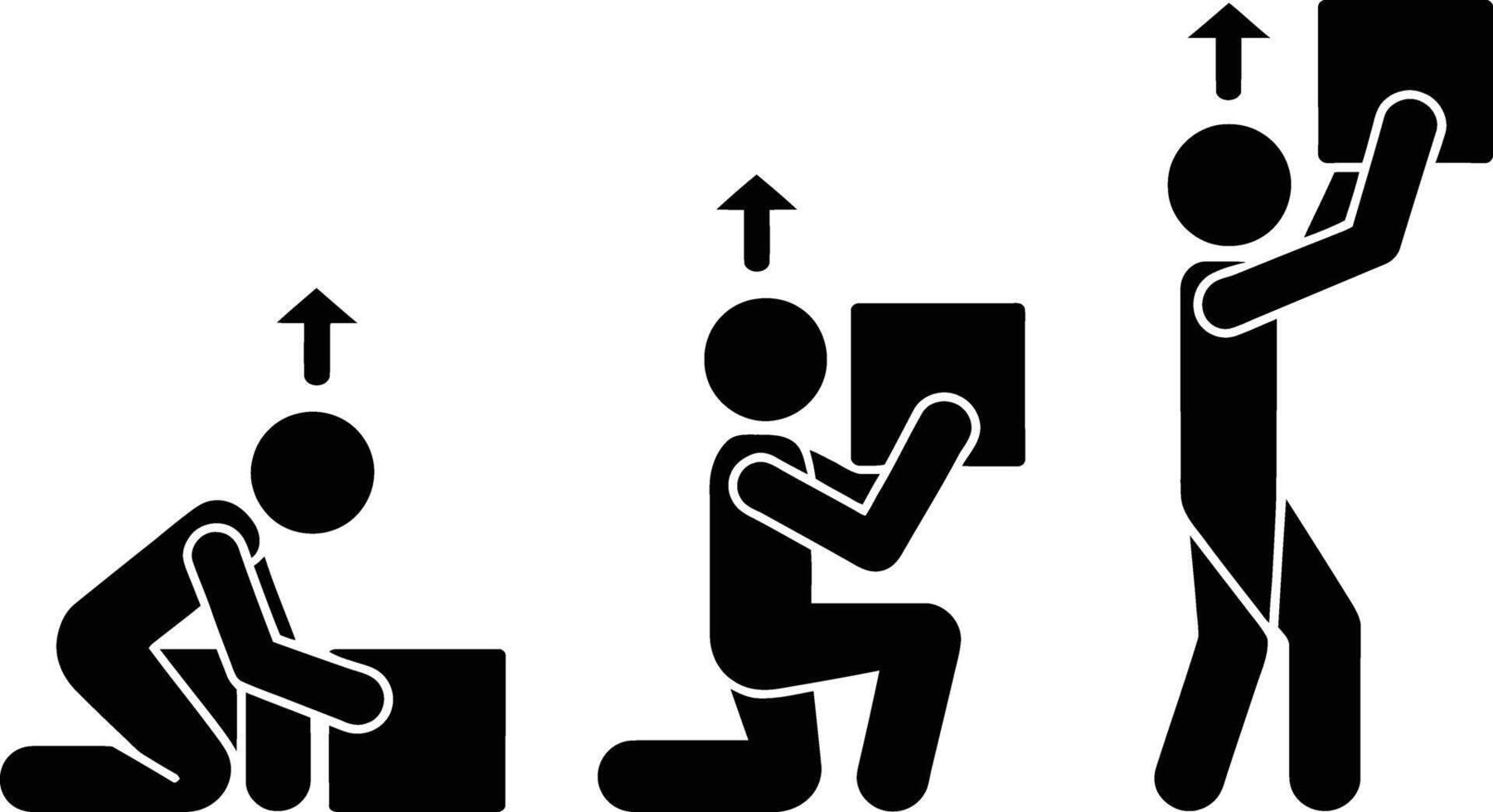Correct lifting technique for heavy objects vector