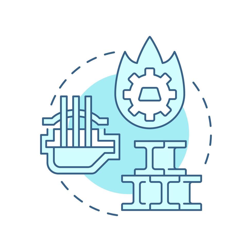 Extractive metallurgy soft blue concept icon. Natural mineral sources and ores. Physical, chemical methods usage. Round shape line illustration. Abstract idea. Graphic design. Easy to use in vector