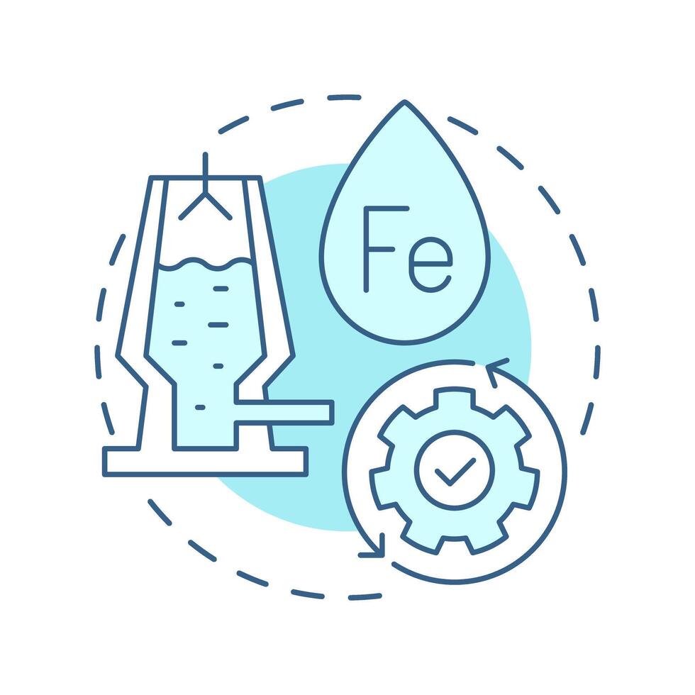 Ironmaking soft blue concept icon. Blast furnace. Ore converting into molten iron. Steel manufacturing process. Round shape line illustration. Abstract idea. Graphic design. Easy to use in vector